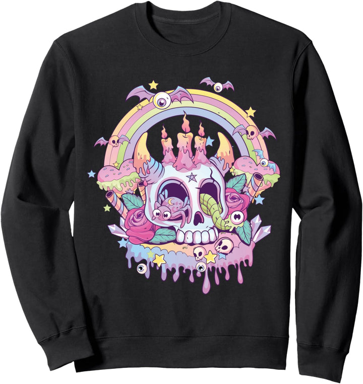 Pastell Goth Cute Creepy Satanic Skull Kawaii Occult Menhera Sweatshirt