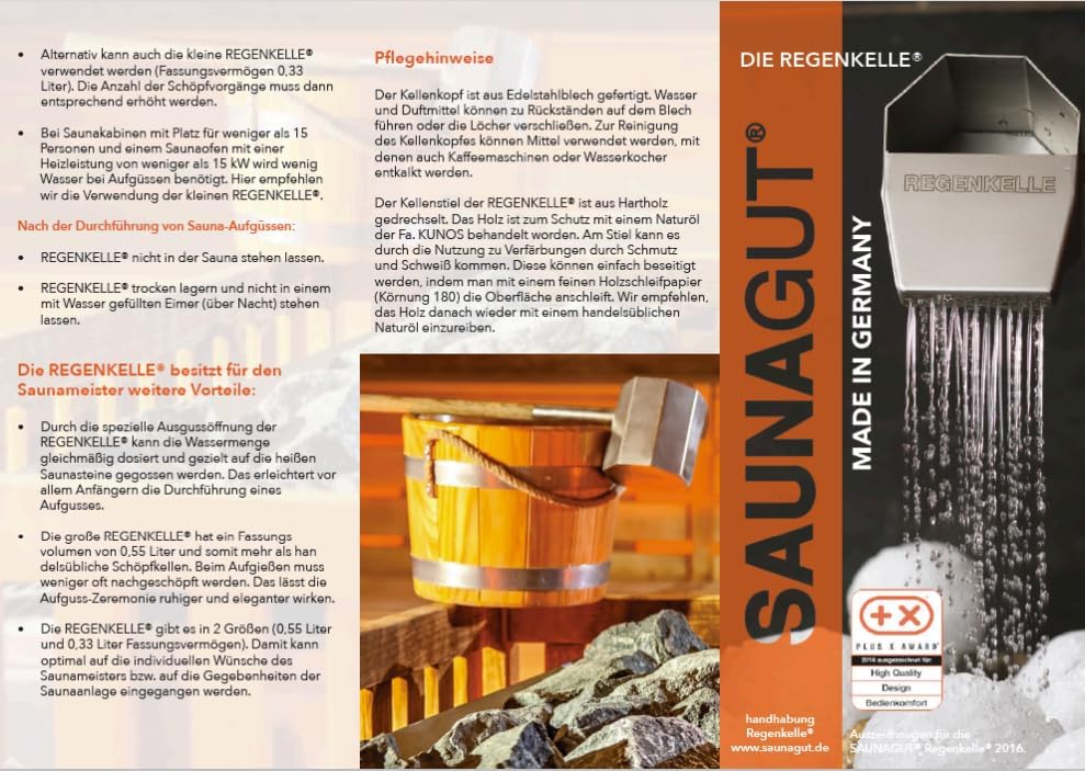 Regenkelle® klein 330 ml mit Griff aus Nussbaum