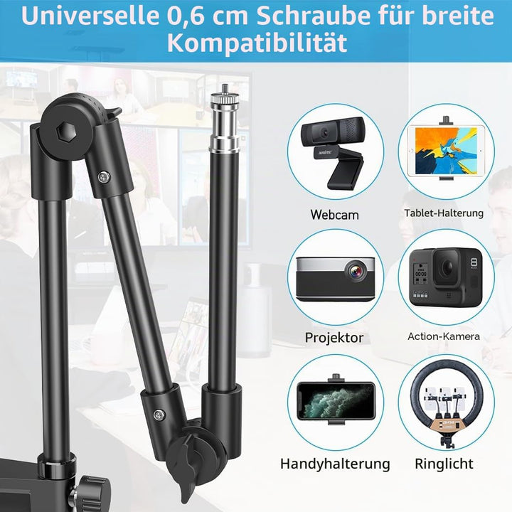 KDD Webcam Halterung mit Magic Arm Handyhalter, 22" Kamera Halterung Tisch & Tischstativ Kamera für