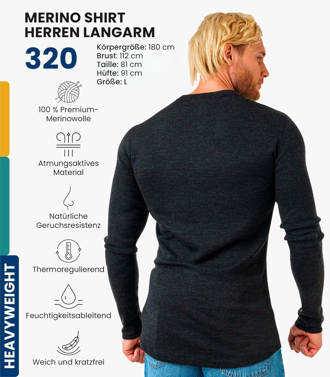 100% Merino Unterwäsche Herren - Merino Langarmshirt Herren Atmungsaktiv Und Feuchtigkeitsableitend
