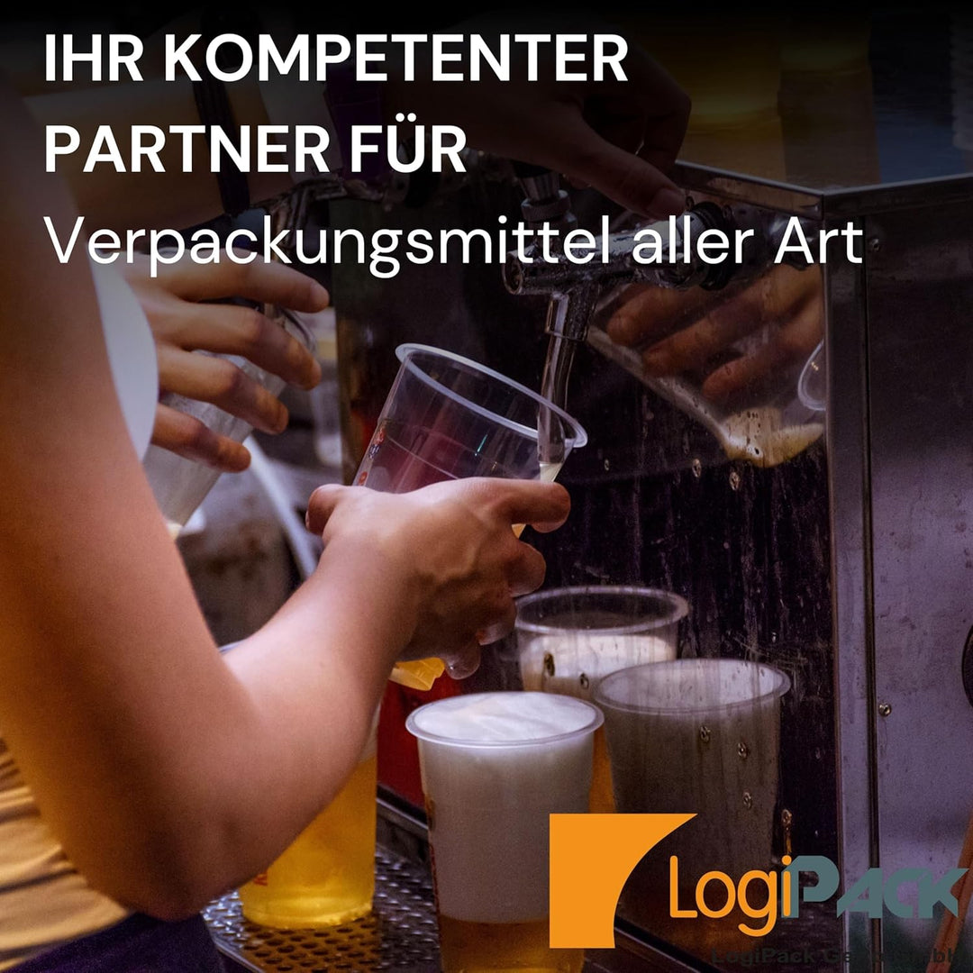 LogiPack GeRo Trinkbecher | Eichstrich 0,5l | Bierbecher Plastikbecher Einwegbecher aus Kunststoff P