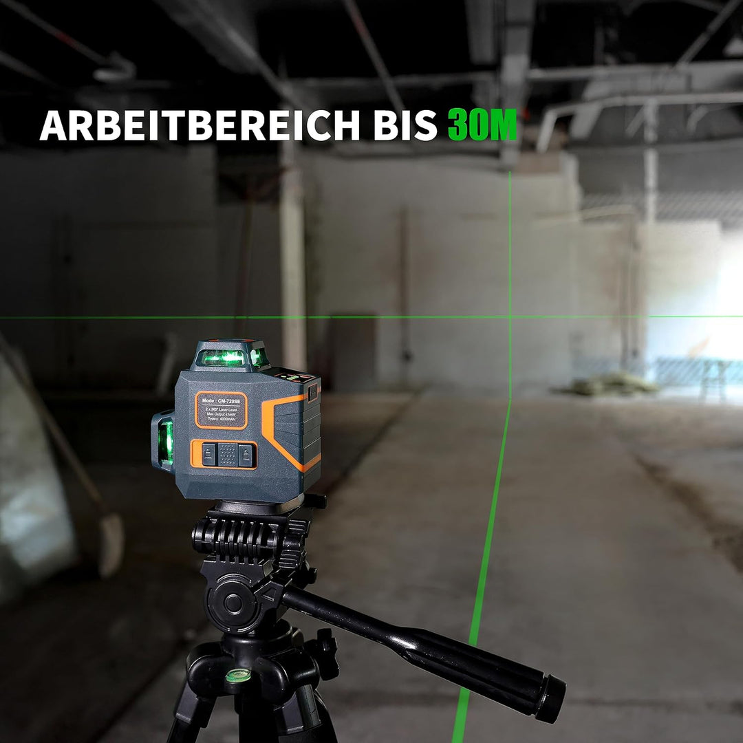 CIGMAN Kreuzlinienlaser Grün 2 x 360 Grad Laser Nivellierlaser mit wiederaufladbarer Lithiumbatterie
