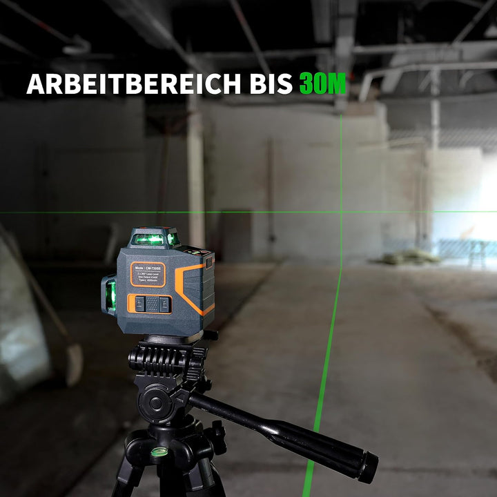 CIGMAN Kreuzlinienlaser Grün 2 x 360 Grad Laser Nivellierlaser mit wiederaufladbarer Lithiumbatterie