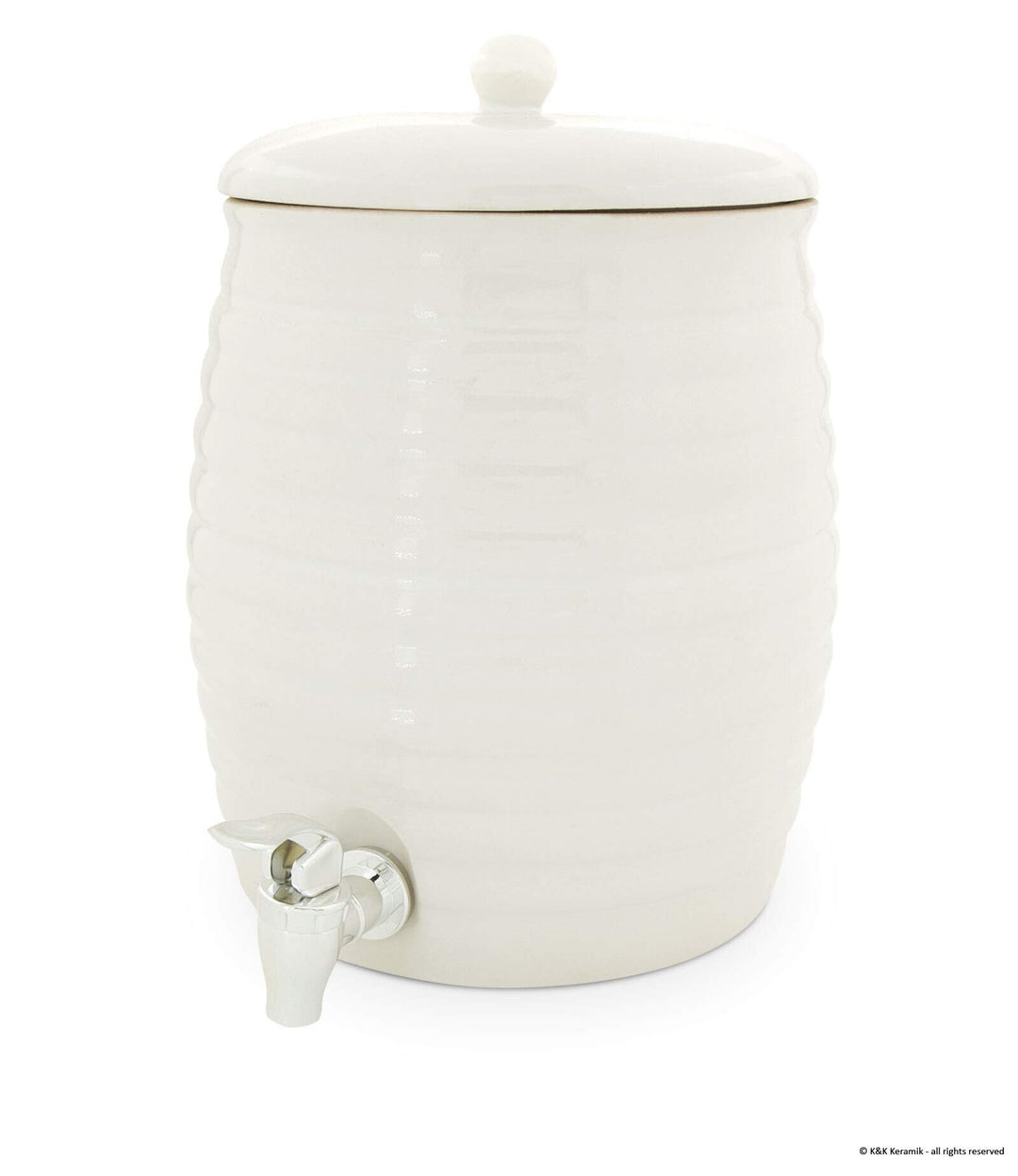 KERAZO Getränkespender, Fass, Rumtopf, Gefäss zur Fermentation von Kombucha inkl. Zapfhahn 6,0L, wei