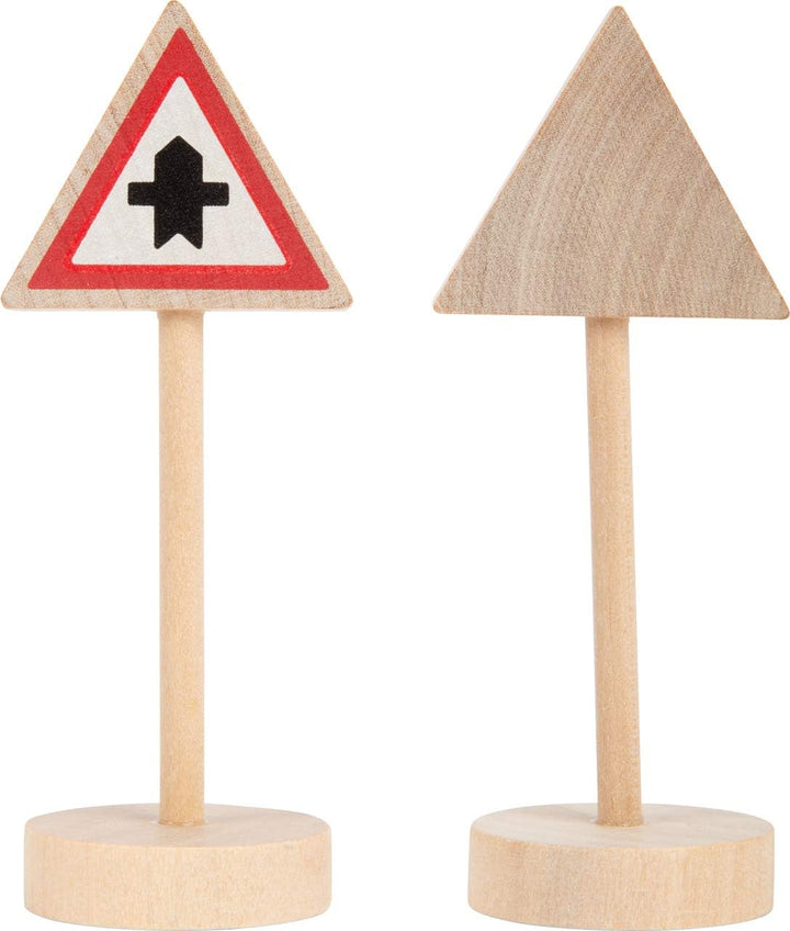 Small Foot Verkehrsschilder-Set aus Holz, Zubehör für Holzfahrzeuge und Eisenbahnen, für Kinder ab 3