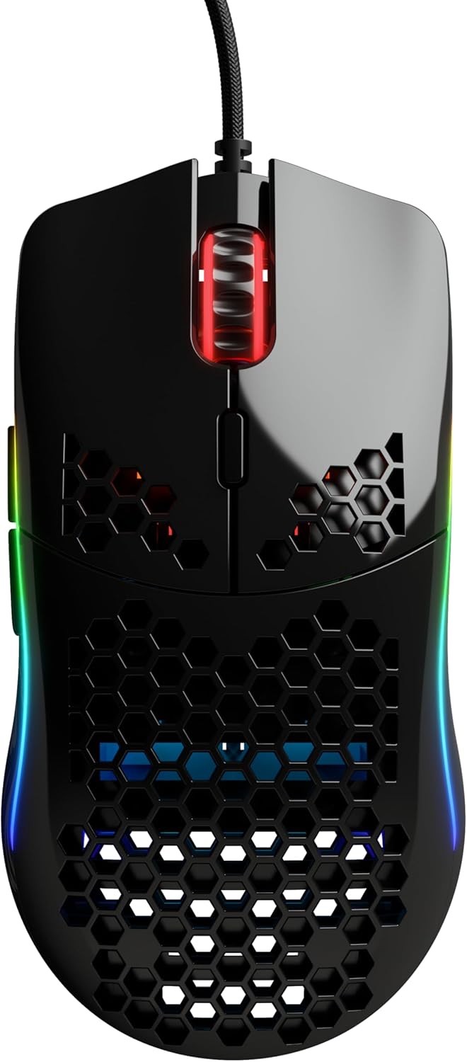 Glorious Gaming Mouse - Model O Minus 58 g Superlight Honeycomb Mouse, Glossy Black Mouse, USB Gamin