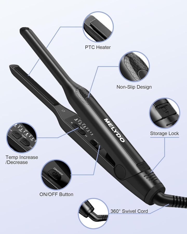 Mini Glätteisen Für Kurze Haare, 2 in 1 Haarglätter und Lockenwickler für Glätten und Locken, Schwim