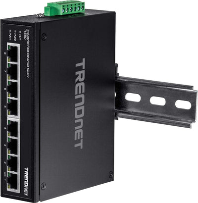 TRENDnet TI-E80 Industrieller nicht verwalteter 8-Port-Fast-Ethernet-DIN-Rail-Switch, 8-fache Fast-E