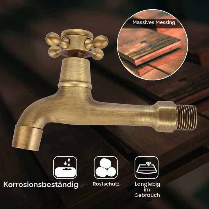 Vintage Massiv Messing Wasserhahn mit Dichtung Pad, G1/2 Single Kaltwasser Wasserhahn Wand Mop Pool