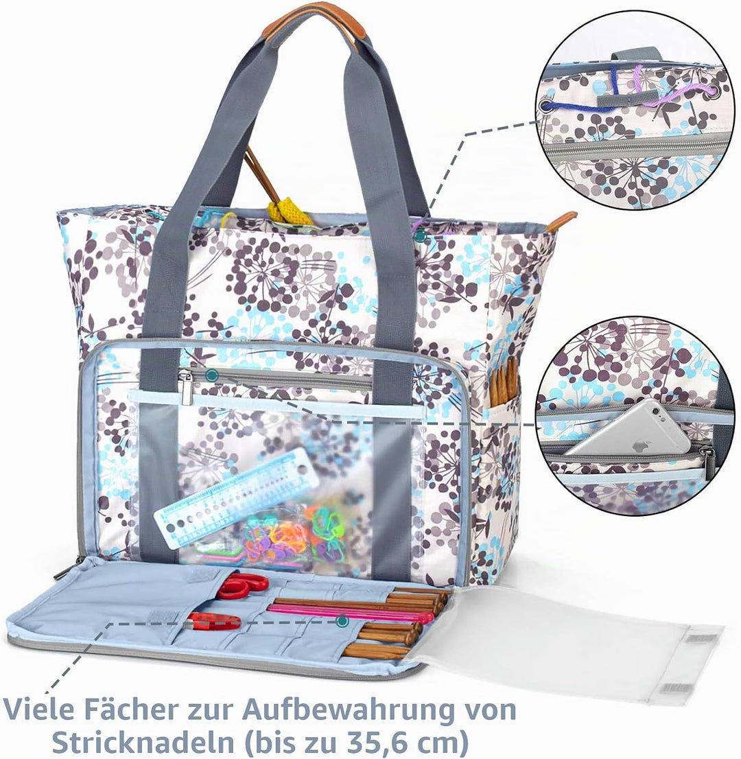 Teamoy Stricktasche Aufbewahrung, Aufbewahrungstasche für Wolle, Stricknadeln, Häkelnadeln, Strickpr