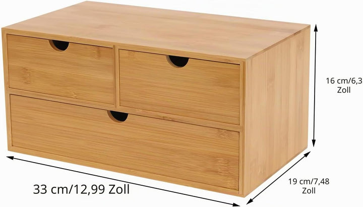 Bambus Schreibtisch Organizer mit Schubladen Schubladenbox Bambus Mini Kommode, Aufbewahrungsbox mit