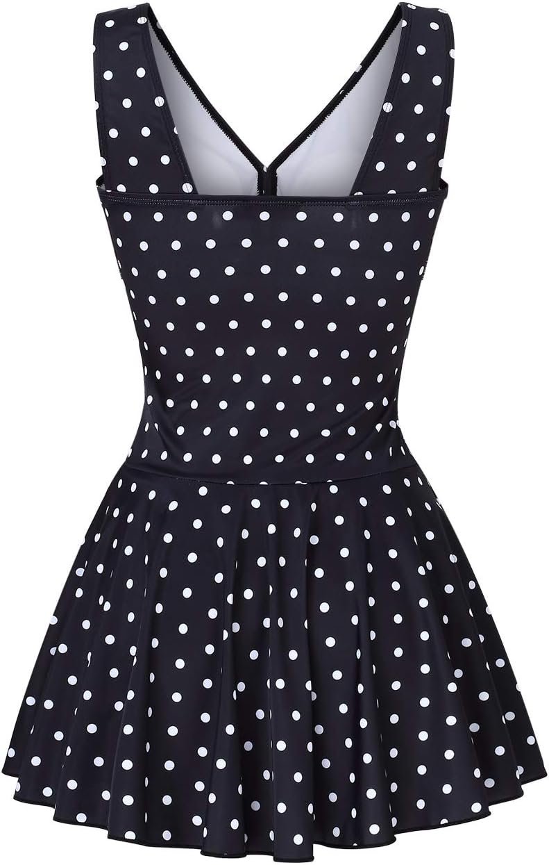 Clearlove Damen Badeanzug Einteiler Schwimmanzug Rüschen Retro Strandmode Einfarbig Bademode Bikini（