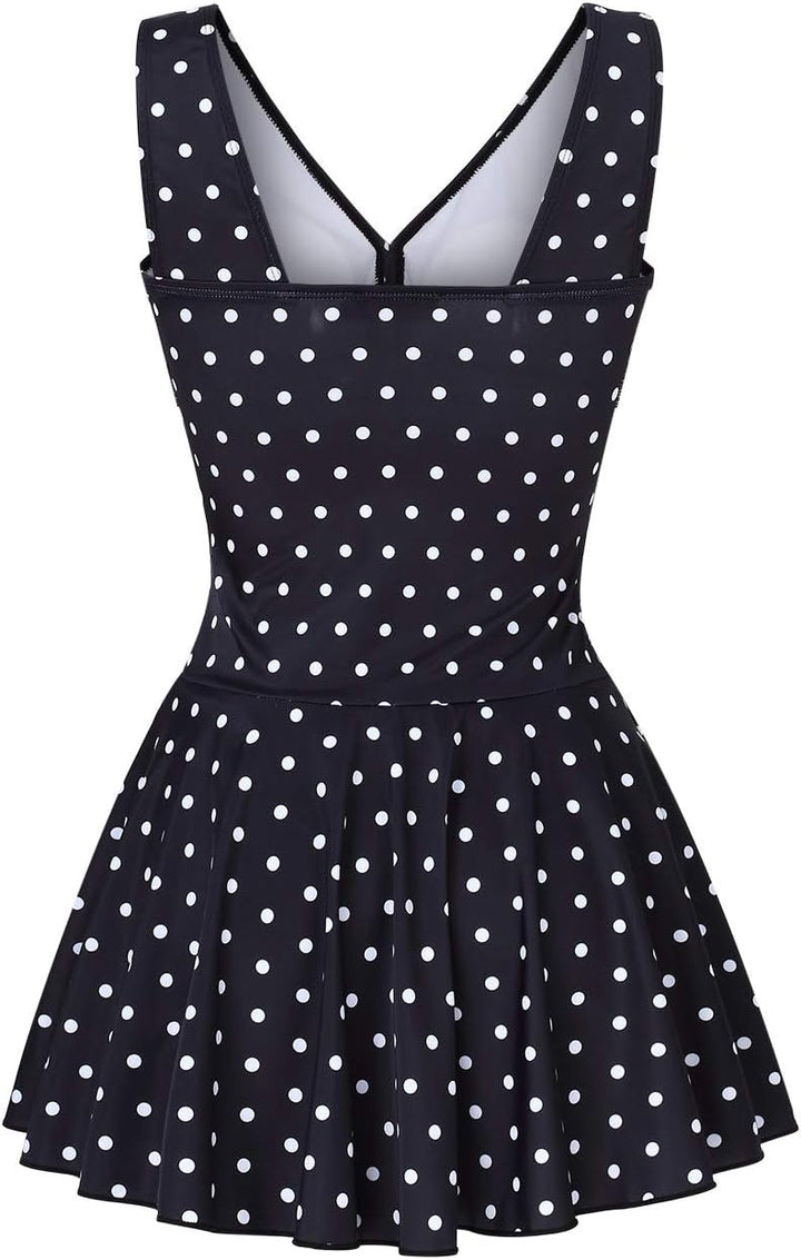 Clearlove Damen Badeanzug Einteiler Schwimmanzug Rüschen Retro Strandmode Einfarbig Bademode Bikini（