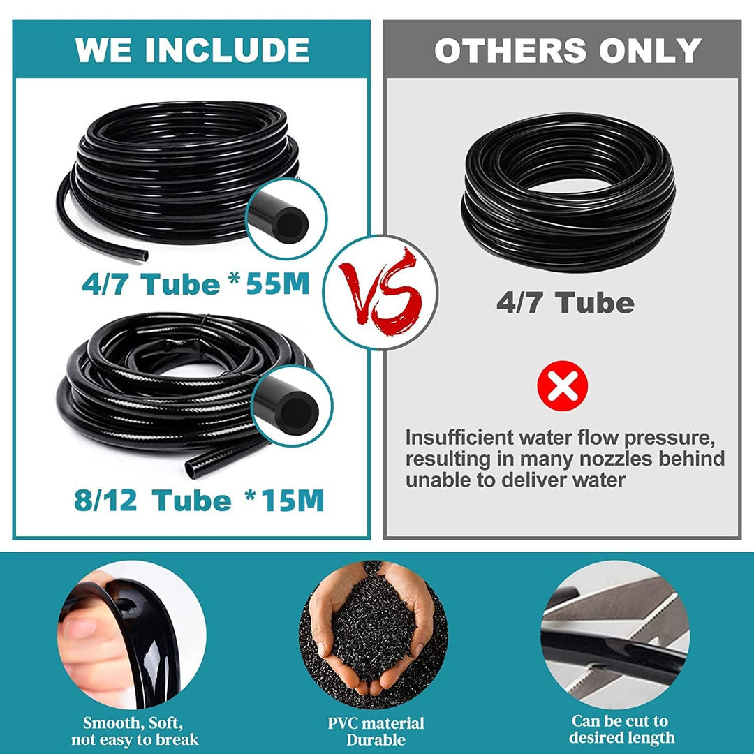 Garten BewässerungsSystem, 340Pcs Garten Bewässerung Kit,55M+15M Bewässerungsrohre,Automatik Tröpfch