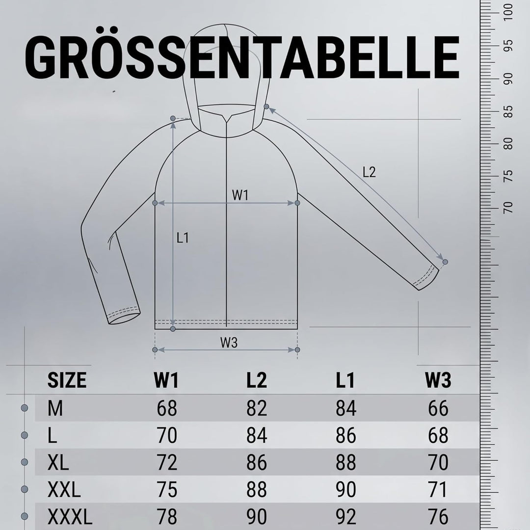 NEO TOOLS Herren Regenset, Regenmantel mit Kapuze und Regenhose, Gr. M-XXXL, verklebte Nähte, Reissv