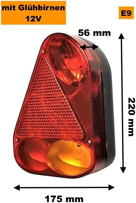 Ml MelTruck® 2x Rückleuchte 12V 24V LKW Anhänger mit Glühbirnen Bajonett 13 pol Kabelbaum 5m