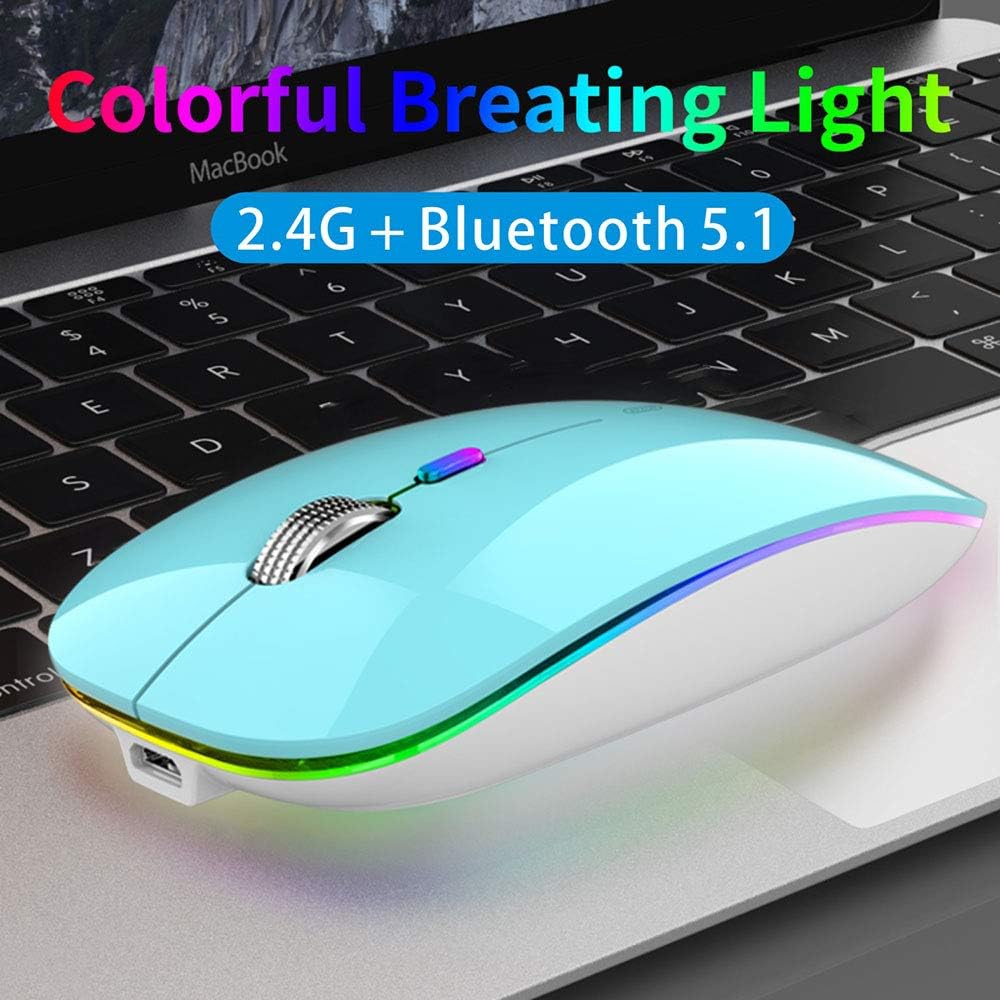 Uiosmuph Bluetooth Maus Kabellose, LED Funkmaus wiederaufladbar Leise Wireless Mouse 2.4GHz Kabellos