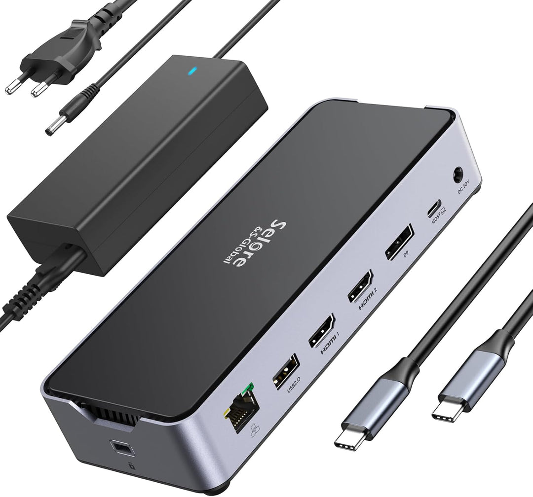 USB C DockingStation 3 Monitors, Laptop Docking Station Dual Monitor with 2 HDMI DisplayPort 4K144Hz