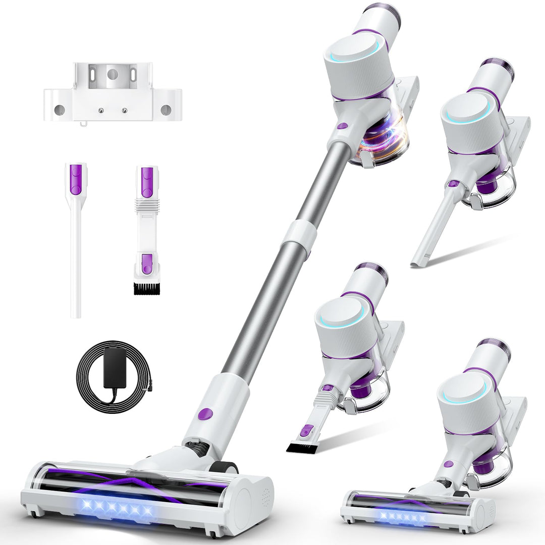 Akku Staubsauger 45000Pa, 60Min, nur 1,75 kg, 6-in-1 Staubsauger Kabellos mit Touchscreen, LED-Leuch