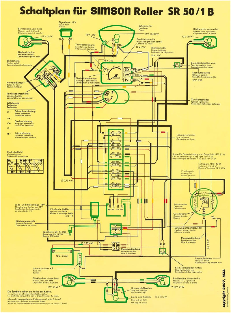 Schaltplan Farbposter (40x57cm) SR 50/1 B (beidseitig Glanzcello, schmutzabweisend)