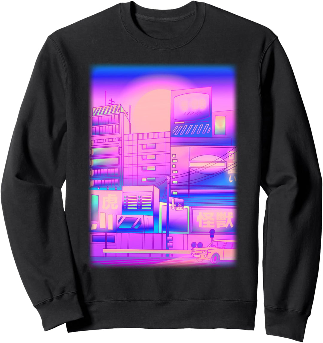 Vaporwave Tokyo City Skyline Japanese 80s 90s Sunset Sweatshirt