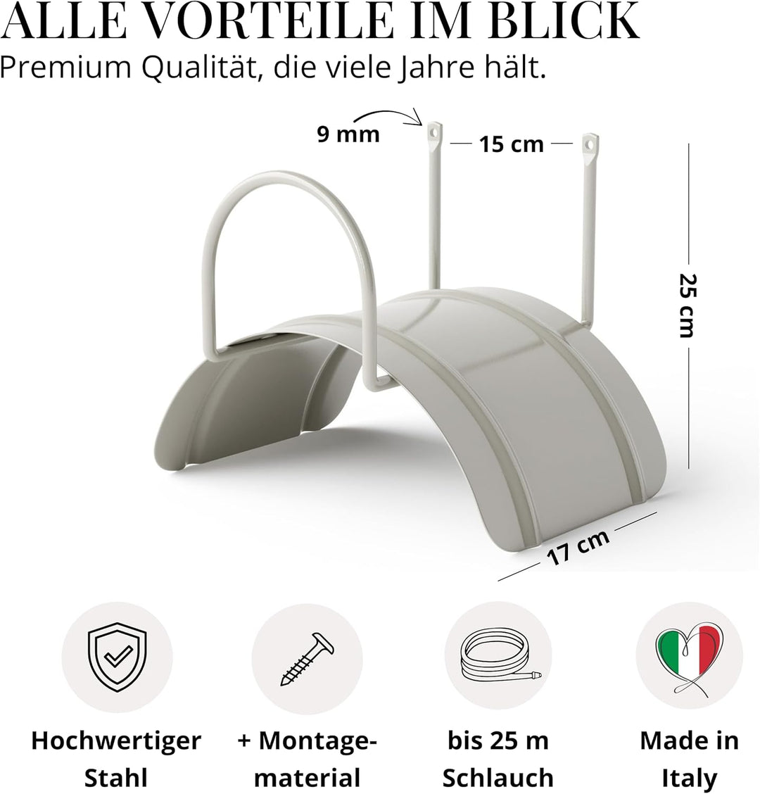 Livlig53 Gartenschlauch Halterung für 1/2 Zoll Schläuche bis 30m aus verzinktem Stahl, Wandhalterung