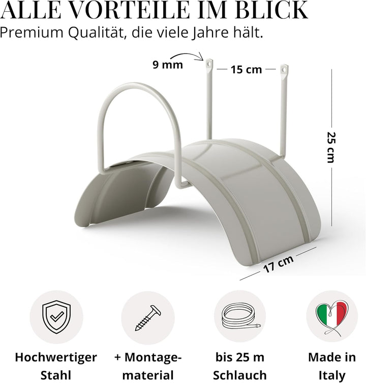 Livlig53 Gartenschlauch Halterung für 1/2 Zoll Schläuche bis 30m aus verzinktem Stahl, Wandhalterung
