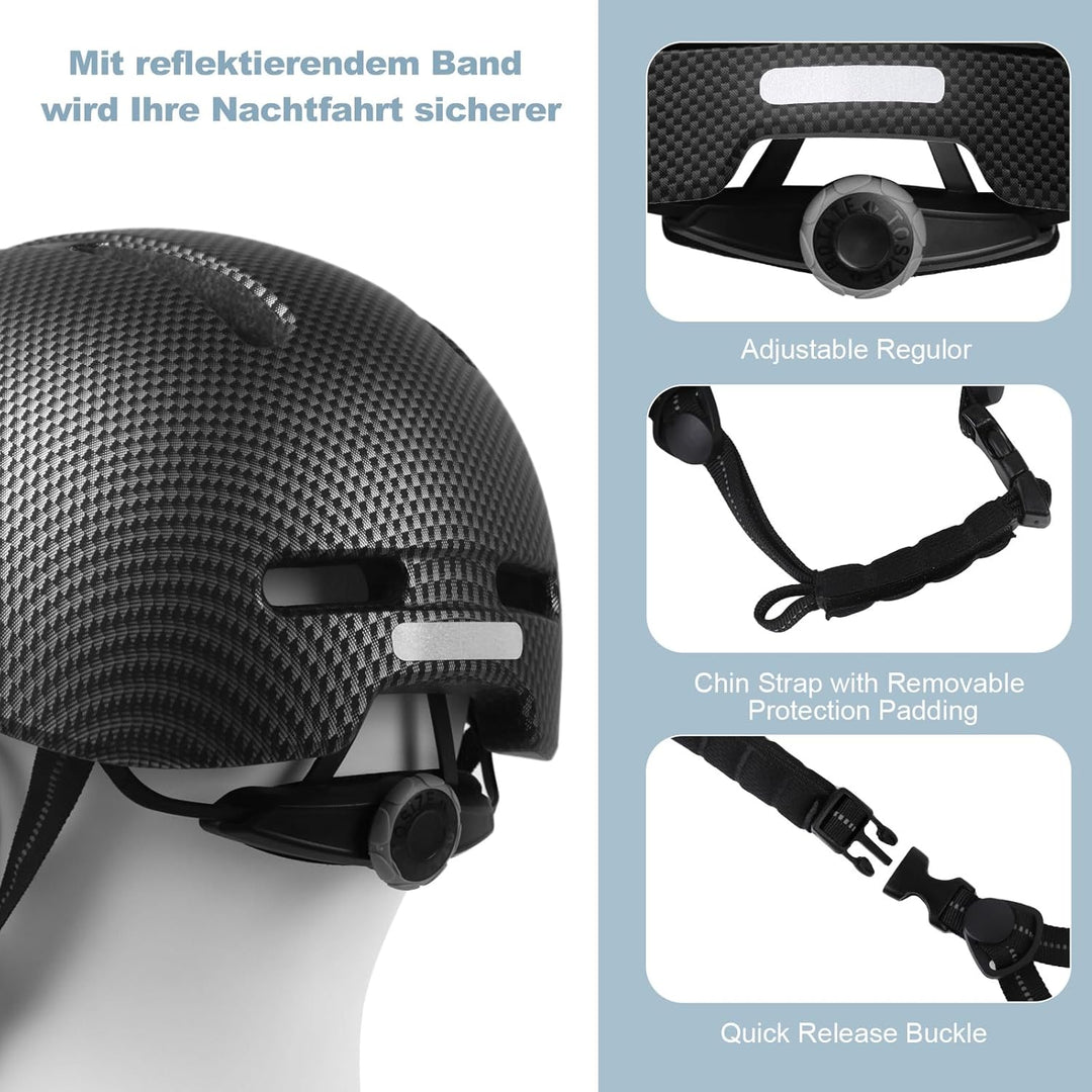 Shinmax Fahrradhelm für Damen und Herren, Einstellbarer Helm mit Visier & Sonnenschutz, Leicht & Bel