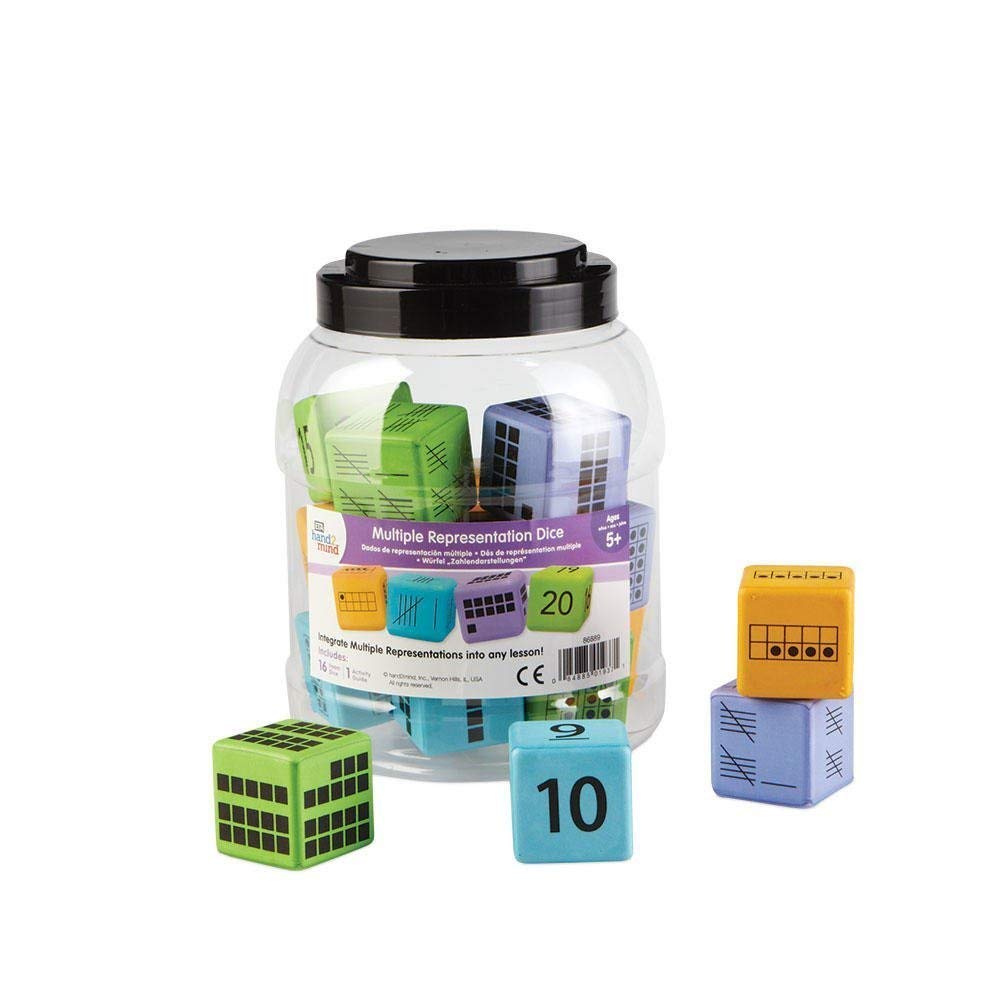 Learning Resources Würfel „Zahlendarstellungen“ (Set mit 16 Stück), Gelb, Grün, Blau, Violett