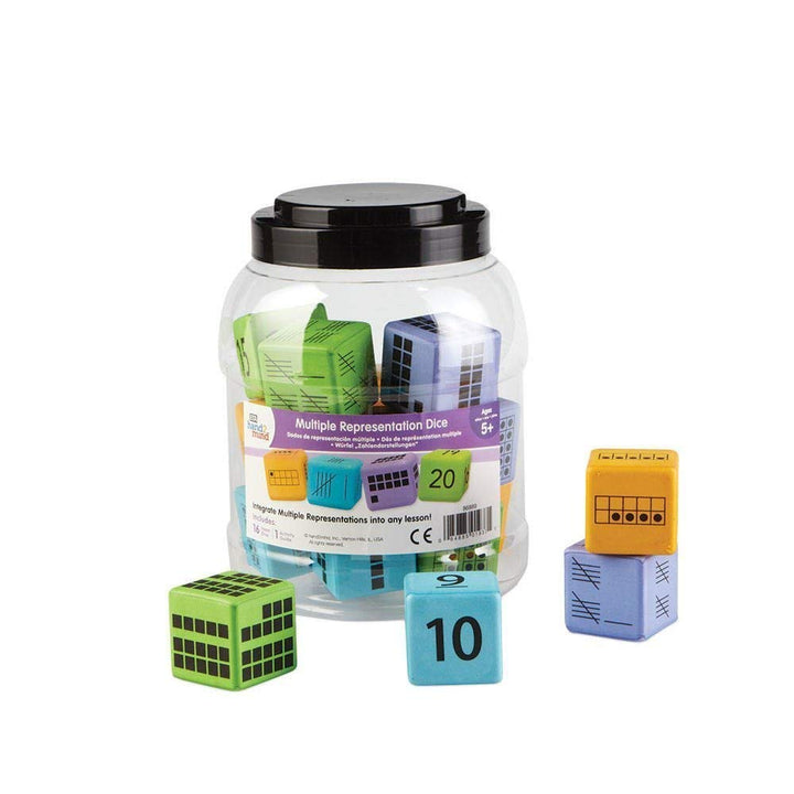 Learning Resources Würfel „Zahlendarstellungen“ (Set mit 16 Stück), Gelb, Grün, Blau, Violett