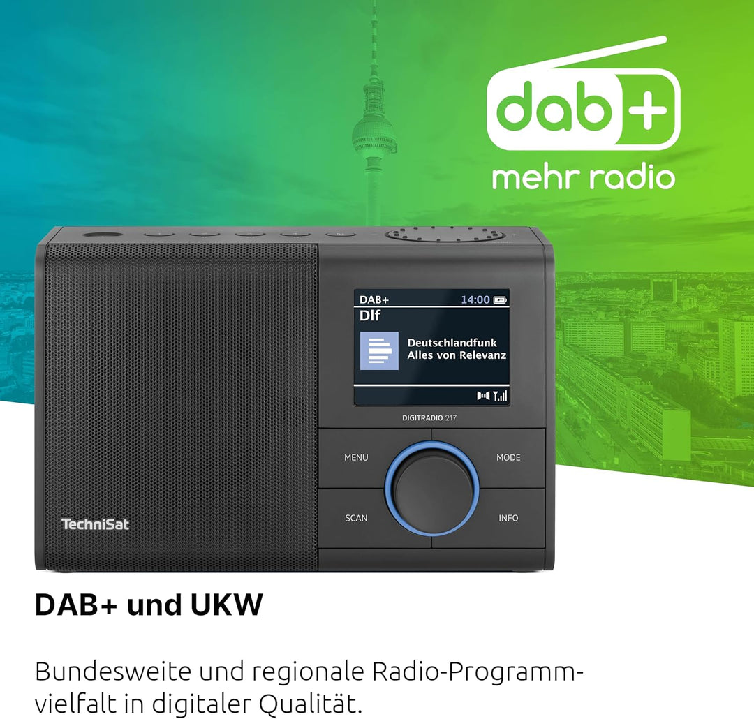 TechniSat DIGITRADIO 217 – Kompaktes und tragbares DAB+ Digitalradio (UKW Radio, Farbdisplay, Blueto