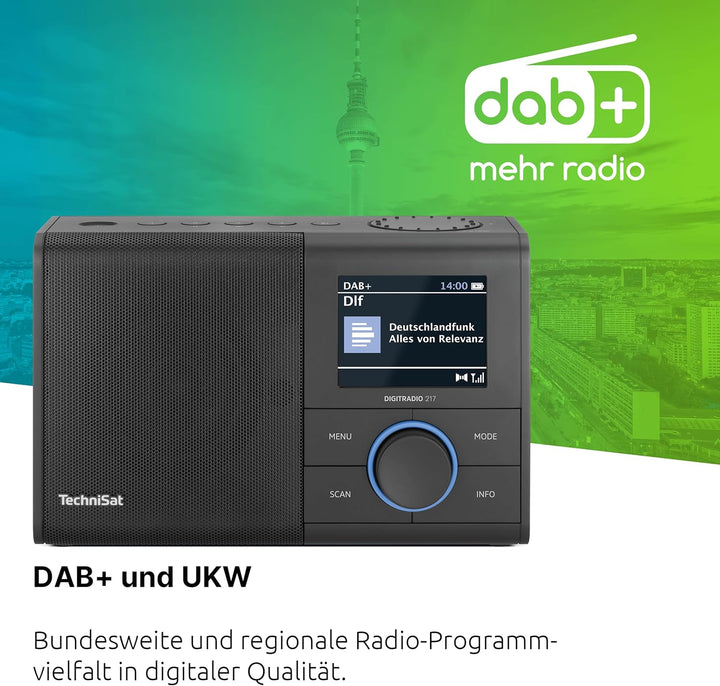 TechniSat DIGITRADIO 217 – Kompaktes und tragbares DAB+ Digitalradio (UKW Radio, Farbdisplay, Blueto