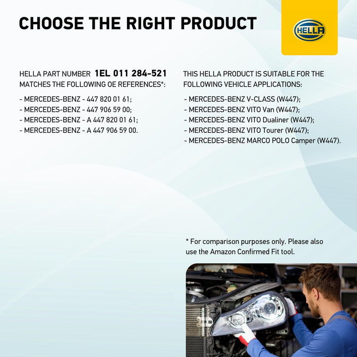 HELLA 1EL 011 284-521 FF/Halogen-Hauptscheinwerfer - rechts - für u.a. Mercedes-Benz V-Class (W447)