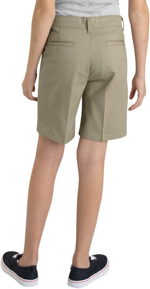 Dickies Girl Big Girls' Flex Waist Slim Fit Flat Front Short, Desert Sand, 8