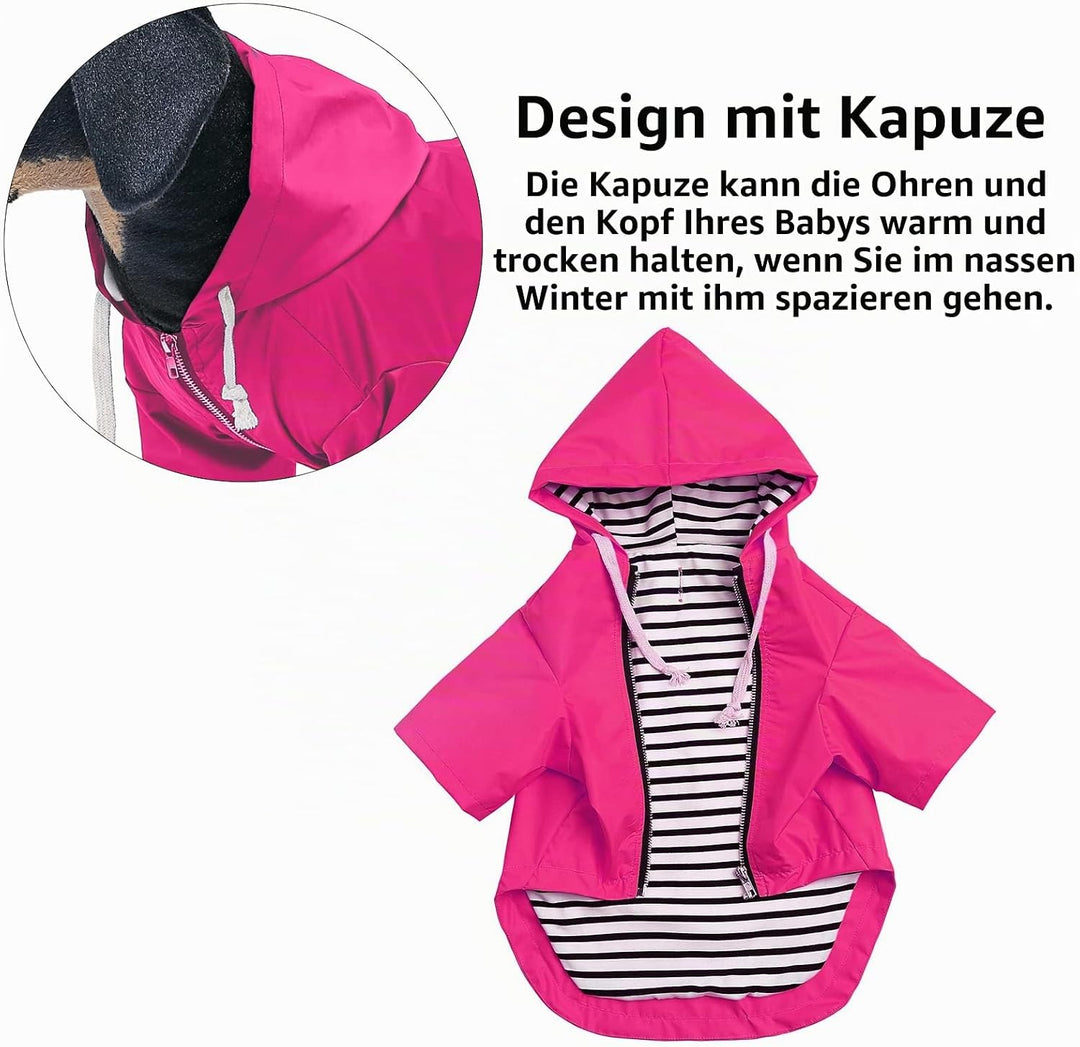 MOREZI Wind&Wasserdicht Hunderegenmantel mit Beinschutz & Fest Kapuze - Leichtes Outdoor - Für klein