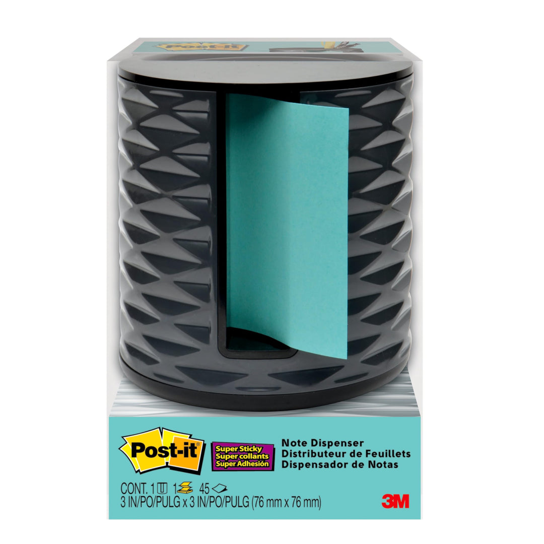 Post-it Notizspender, vertikal, schwarz mit grau (ABS-330-B) 7,6 x 7,6 cm, Schwarz