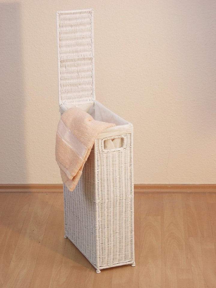 iovivo Raumspar Wäschekorb aus Rattan handgeflochten dunkelbraun gebeizt