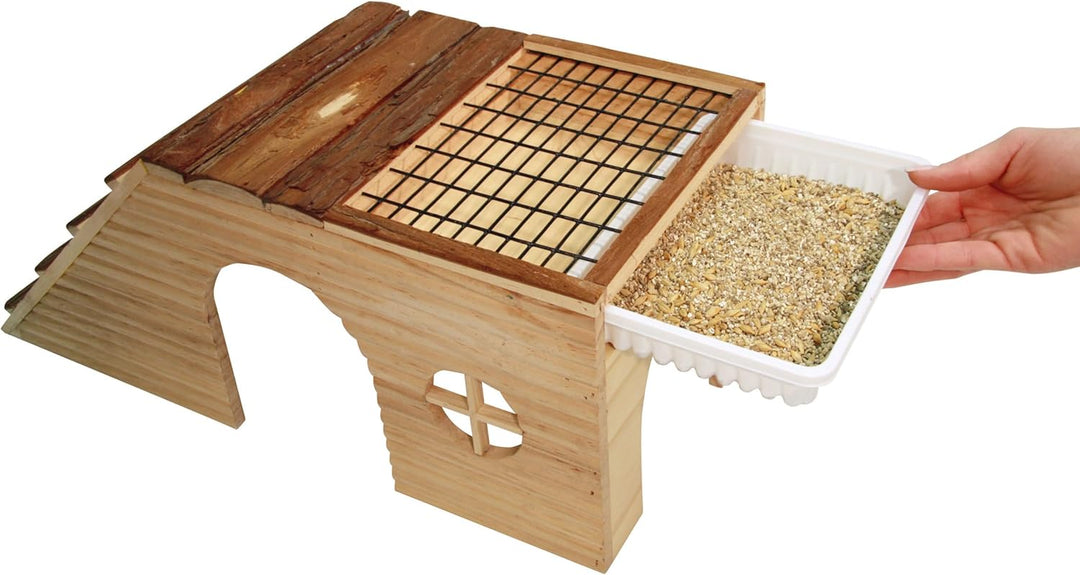 Kerbl 82746 Nagerhaus Nature 47 x 22 x 20 cm mit Rampe und integrierter Futterplatz