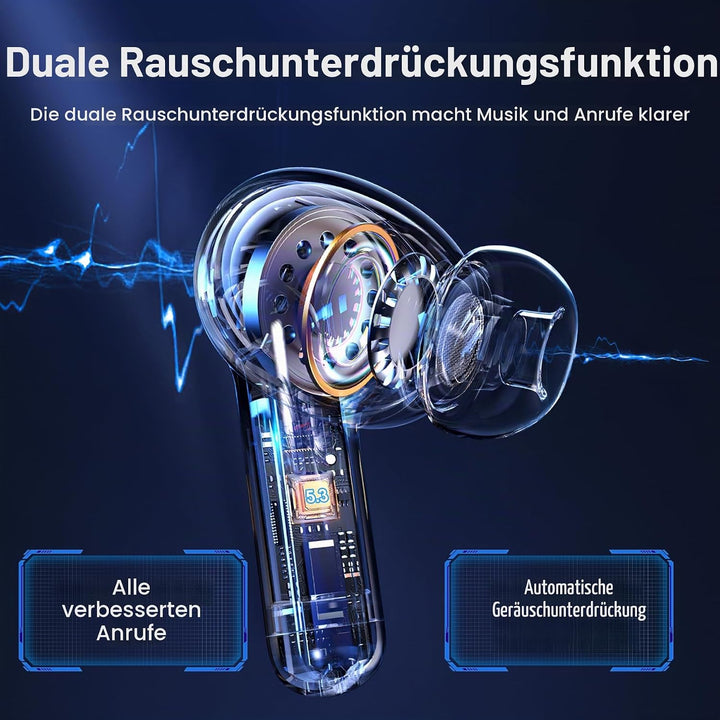 Bluetooth Kopfhörer Kabellos In Ear, Blackview Wireless Earbuds mit 4 ENC &amp; ANC Noise Cancelling Mik