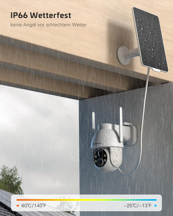 COCOCAM 2PCS 2K Überwachungskamera Aussen Akku WLAN, Solar Kamera Outdoor, Aussenkamera kabellos mit