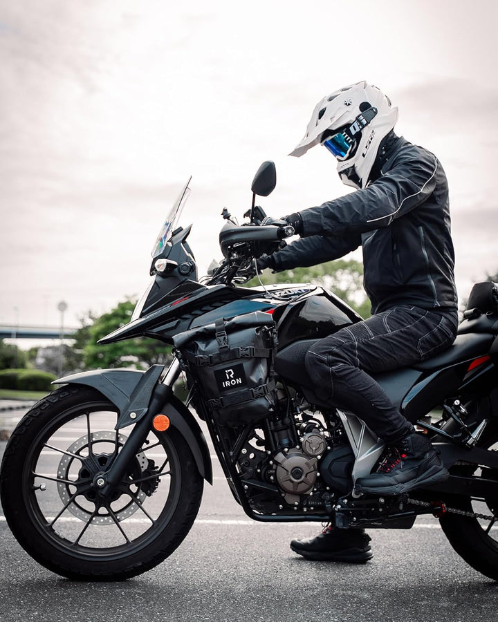 Sturzbügeltaschen Motorrad – 2×5L wasserdichte Crash Bar Bags aus 500D PVC, robuste Universal-Seiten