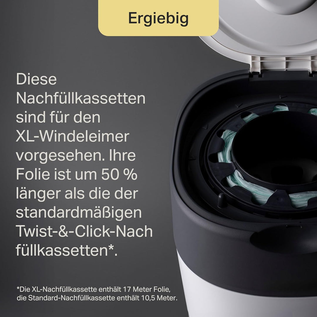 Tommee Tippee Twist & Click Windeleimer XL, Fasst bis zu 60 Windeln, Umweltfreundlicheres System mit