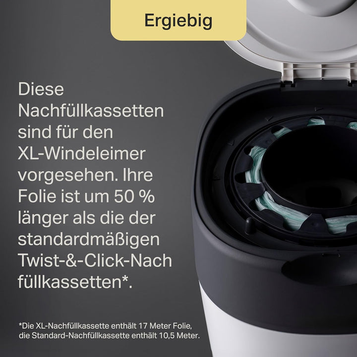Tommee Tippee Twist & Click Windeleimer XL, Fasst bis zu 60 Windeln, Umweltfreundlicheres System mit