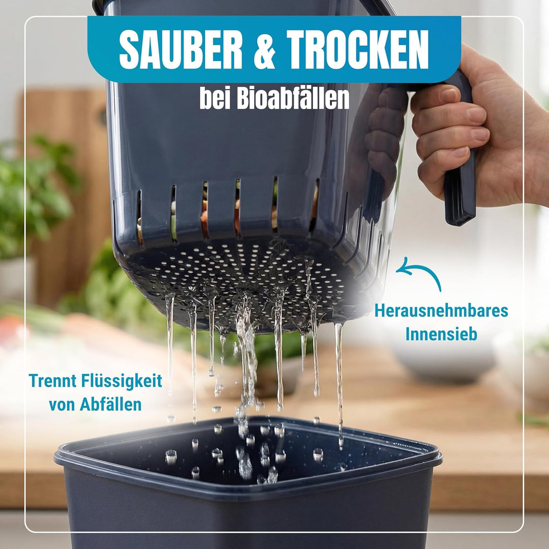 Biomülleimer Küche 5L – Geruchsdicht mit Gummidichtung – Komposteimer spülmaschinengeeignet & BPA-fr