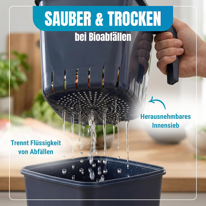 Biomülleimer Küche 5L – Geruchsdicht mit Gummidichtung – Komposteimer spülmaschinengeeignet & BPA-fr