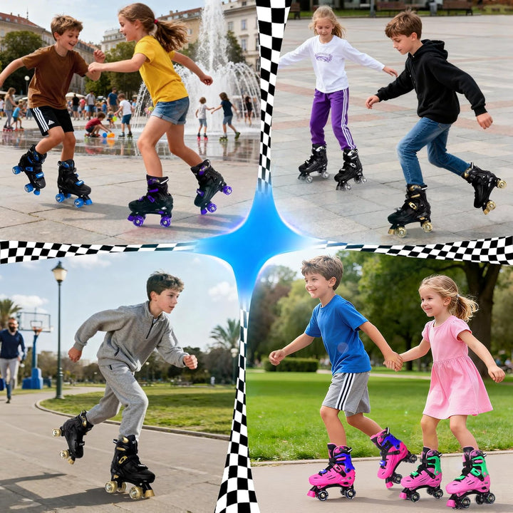 Nattork Rollschuhe Kinder, Verstellbare Rollschuhe für Kinder Jungen Mädchen, 4 Grössen Verstellbar