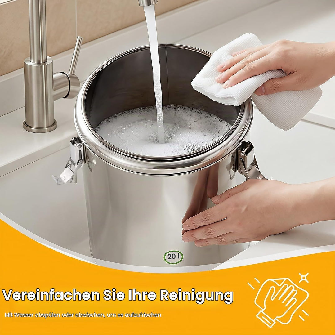 Transport Thermobehälter für Essen, 10/20/30L Gastro Warmhaltebehälter Isolierter Edelstahl Thermobo
