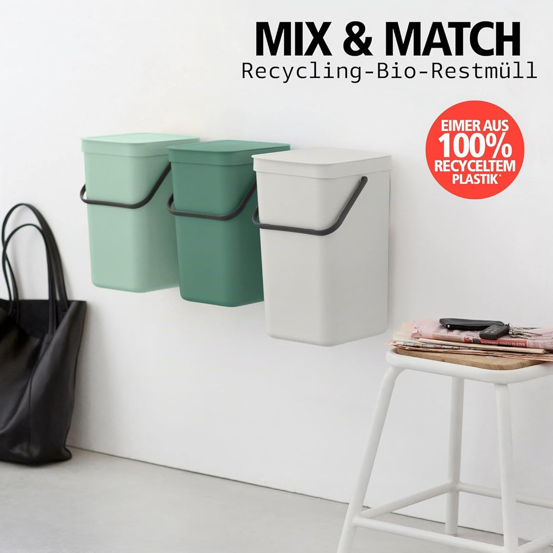 Brabantia - Sort &amp; Go Abfallbehälter 6L - Kleiner Recyclingbehälter - Tragegriff - Pflegeleicht - Fü