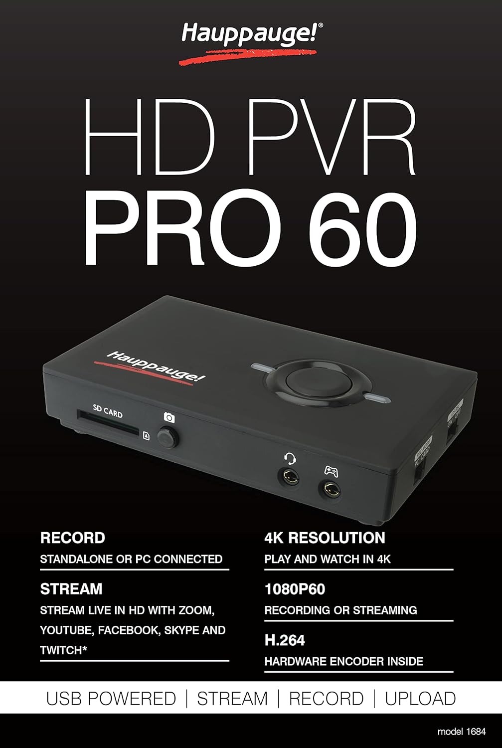 Hauppauge HD PVR Pro 60 4K in/Out 1080P 60fps Capture und Streaming PC verbunden und Stand Alone 168