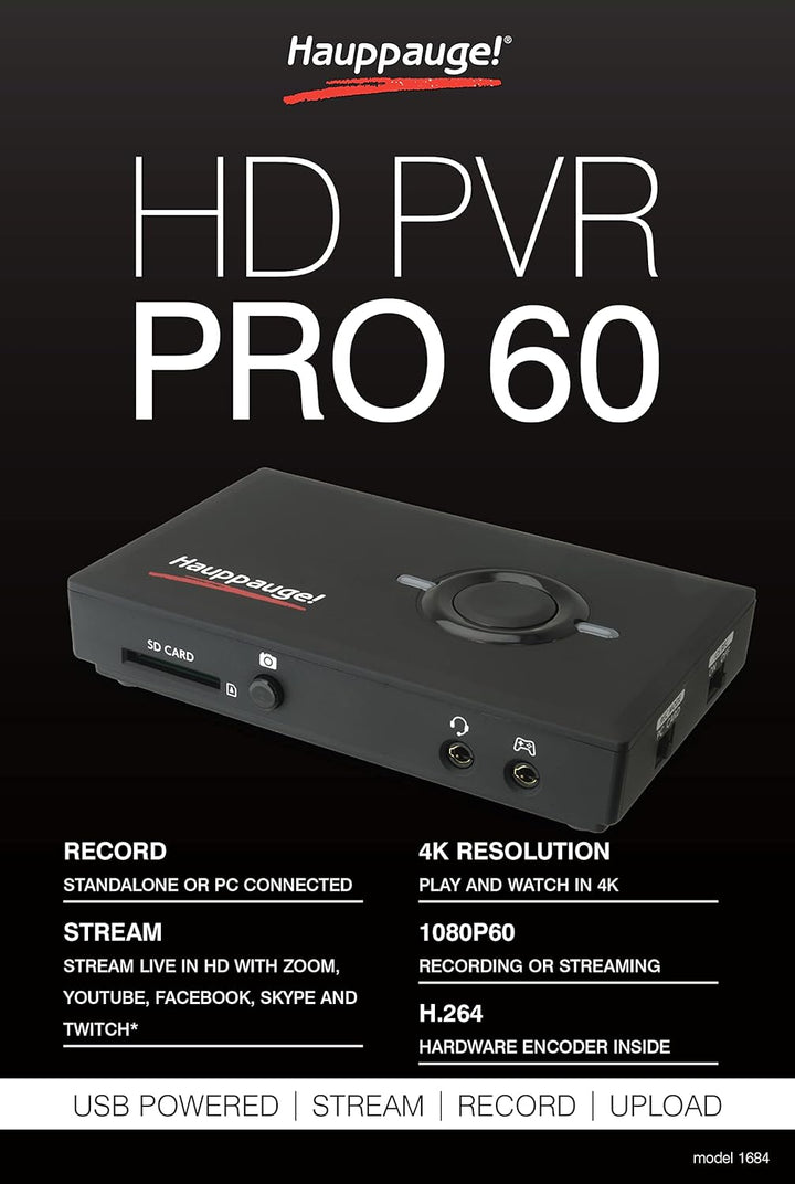 Hauppauge HD PVR Pro 60 4K in/Out 1080P 60fps Capture und Streaming PC verbunden und Stand Alone 168